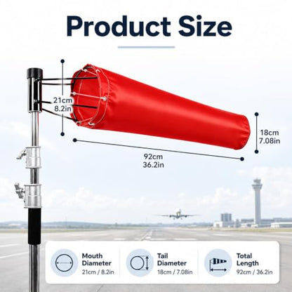 8 in x 36 in Airport Windsock Pole Kit, Red Windsocks
