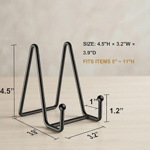 3 Pack 4.5 Inch Plate Stands for Display, Metal Picture Frame Display Stand - size: 4.5 in