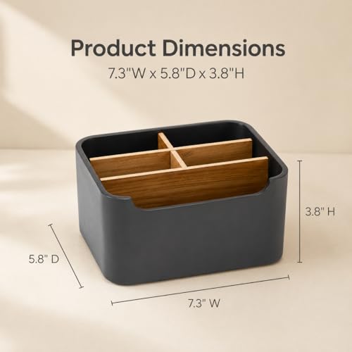 Remote Control Holder, Desk Organizer with Removable Dividers,Black - color: BLACK, size: 1 Pack