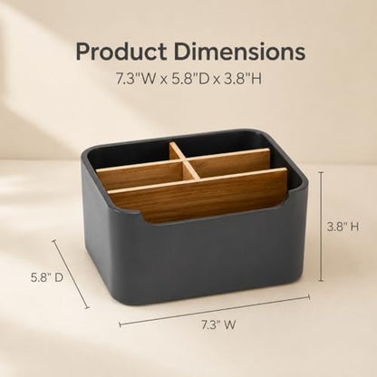 Remote Control Holder, Desk Organizer with Removable Dividers,Black - color: BLACK, size: 1 Pack