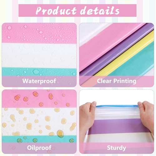 Kesfey Rainbow Striped Tablecloth Birthday Pastel Stripe Table Cover 3 Pack - color: Rainbow Horizontal Striped