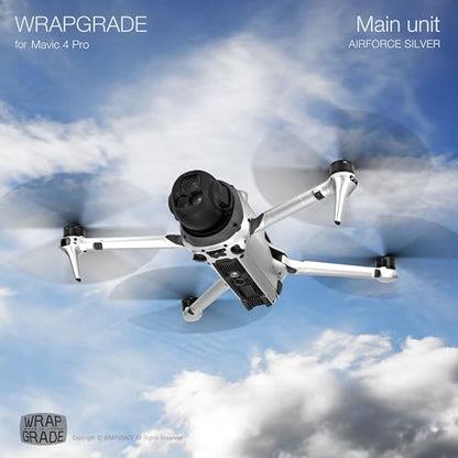 WRAPGRADE Full Wrap Skin Stickers Compatible with DJI Mavic 4 Pro (Airforce Silver) - color: Airforce Silver