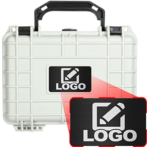 Eylar Protective Gear and Camera Hard Case with Custom Logo Engraved Plate TSA Approved 8.12 inch 6.56 inch 3.56 inch, Customizable Pluck Foam, Lockable for Cameras, Lenses, Drones, Gear (White) - color: White