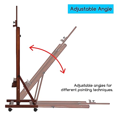 MEEDEN Studio Wood H-Frame Easel: Art Easel on Wheels for Artist - color: Walnut, size: Easel with Wheels