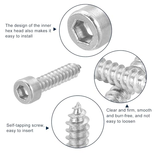 uxcell M5 Hex Socket Head Cap Self-Tapping Screw, 100Pcs M5x25mm 304 Stainless Steel, Hexagon Socket Head Tapping Screws, Hex Drive, Self Tapping Point - Silver - size: M5x25mm