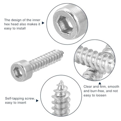 uxcell M5 Hex Socket Head Cap Self-Tapping Screw, 100Pcs M5x25mm 304 Stainless Steel, Hexagon Socket Head Tapping Screws, Hex Drive, Self Tapping Point - Silver - size: M5x25mm