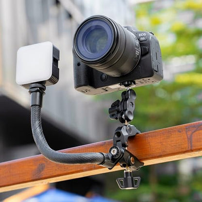 JJC DSLR Super Clamp Camera Mount,Dual Ball Head,w. 1/4"-20 3/8"-16 Thread - color: Black -Universal