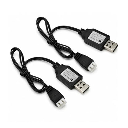 7.4V 1A USB Charging Cable for RC Batteries (2S Lipo), XH-3P Connector, 2-Pack - Works with SCX24, FPV Drones, SplatRBall