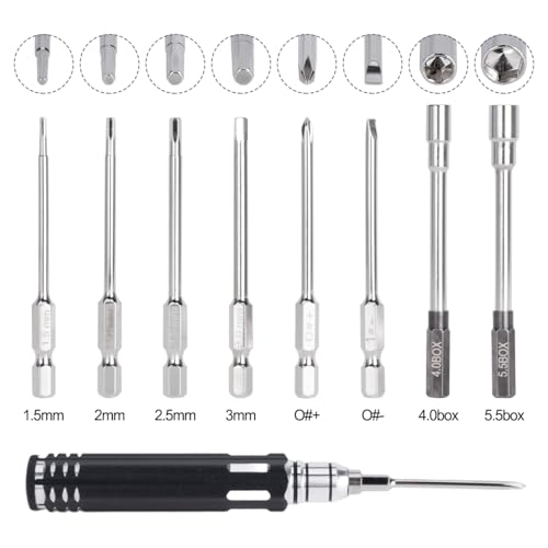 10pcs RC Repair Tools Kit 1.5/2.0/2.5/3.0/4.0/5.5mm Hex Screwdrivers Wrench - color: 10pcs Kit