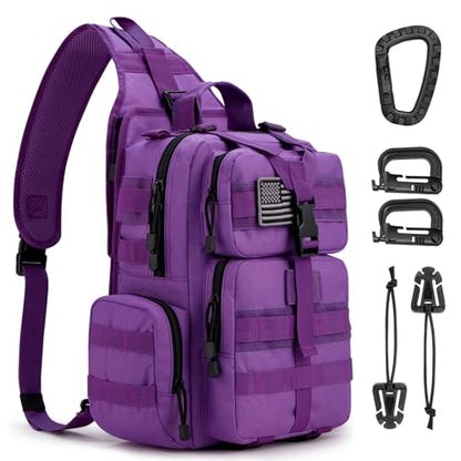G4Free Large Tactical EDC Sling Bag, Adjustable Holder Backpack for Men - color: Purple