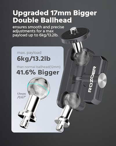 Magnetic Camera Mount Clamp for DJI Osmo Action 5 Pro/4/3 with Crab Clamp Max 2.75"/70mm + 3.84" Ballhead Magic Arm & Magnetic Quick Release Adapter