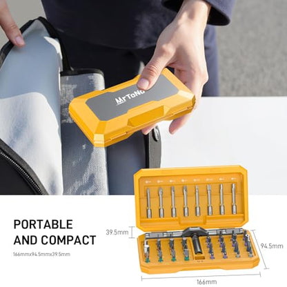 Magnetic Ratchet Screwdriver Set, 42 in 1 T Handle Ratchet Screwdriver Set - color: Yellow, size: 42 PCS