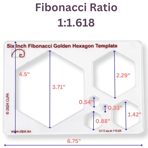 Fibonacci 6" 3-Piece Drawing Template Set, Golden Ratio Stencils - style: Set - 6" Triangle/Pentagon/Hexagon