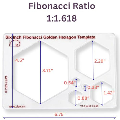 Fibonacci 6" 3-Piece Drawing Template Set, Golden Ratio Stencils - style: Set - 6" Triangle/Pentagon/Hexagon