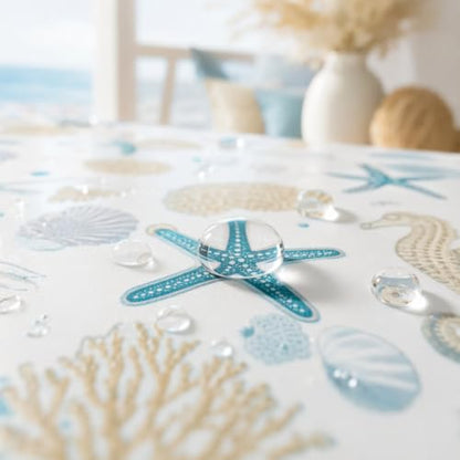 2 Pack Under the Sea Theme Plastic Disposable Tablecloth 54" x 108" - color: Sea Blue