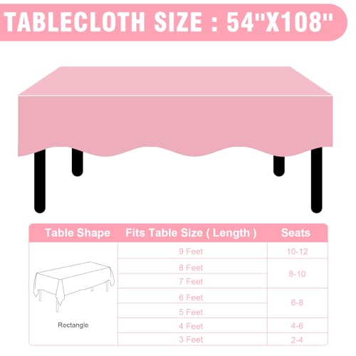 RowinsyDD 50 Pack Pink Plastic Tablecloth, Plastic Table Cloths Disposable - color: Pink