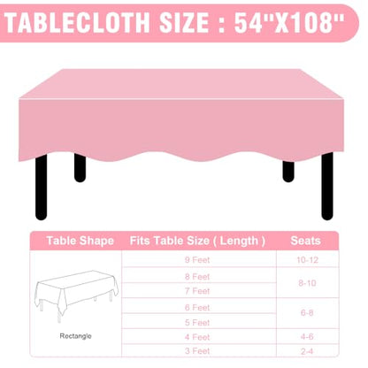 RowinsyDD 50 Pack Pink Plastic Tablecloth, Plastic Table Cloths Disposable - color: Pink