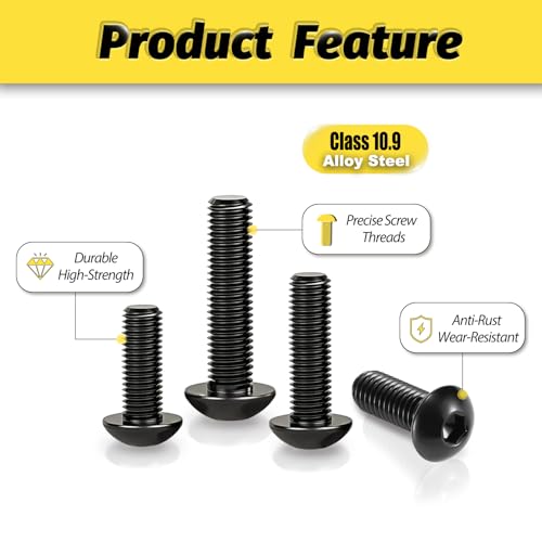 KADRICK 1000PCS M2 Screw Kit,Hex Socket Button Head Bolts 4mm-20mm - size: M2 1000Pcs 4-20mm