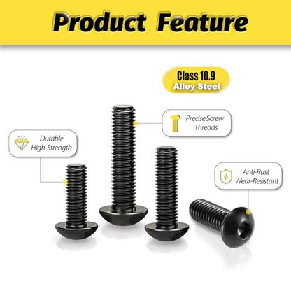 KADRICK 1000PCS M2 Screw Kit,Hex Socket Button Head Bolts 4mm-20mm - size: M2 1000Pcs 4-20mm