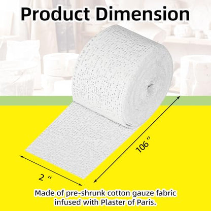 2'' x 106'' Plaster Cloth Gauze Bandages Rolls, 6 Pack 500gsm Plaster Strip - size: 2 * 106 6 Pack
