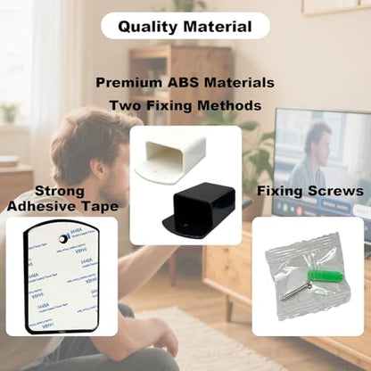 2Pcs Remote Wall Mount, Adhesive Remote Control Holder for AC TV, Wall Remote Control Holder for Office Storage (1 Black & 1 White) - color: Black&White