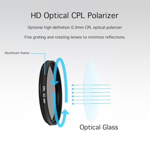 52mm Clip-On CPL Phone Camera Lens Filter, Polarizer Circular Filter, Ultra Slim Multi- Coated CPL Filter Compatible with iPhone 17/16/15/14/13 Samsung - size: 52mm