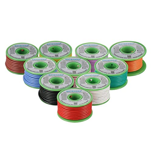 BNTECHGO 16 AWG Silicone Wire Kit 10 Color Each 25ft Stranded Tinned Copper - size: 10 Colors Each 25ft, style: 16 AWG silicone wire
