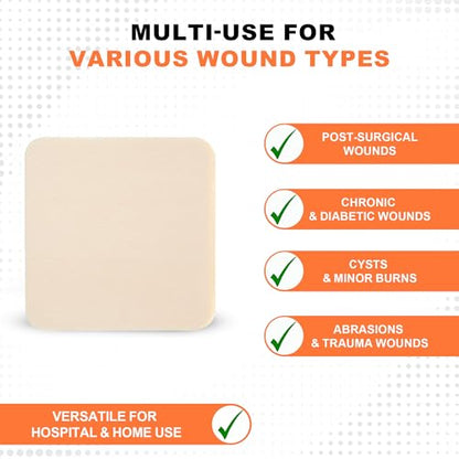 MedVance Silver Foam Sterile Highly Absorbent Dressing, 4"x4", Box of 10 - size: 4"x4" Standard 10 Pack