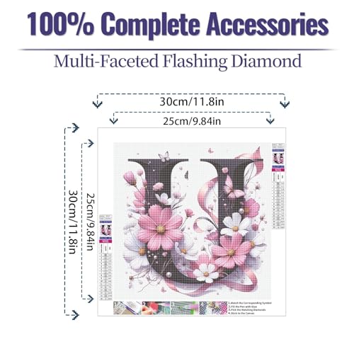 JATOK Diamond Painting Kit for Adults, Letter U, 11.8 x 11.8 in - color: Ultramarine