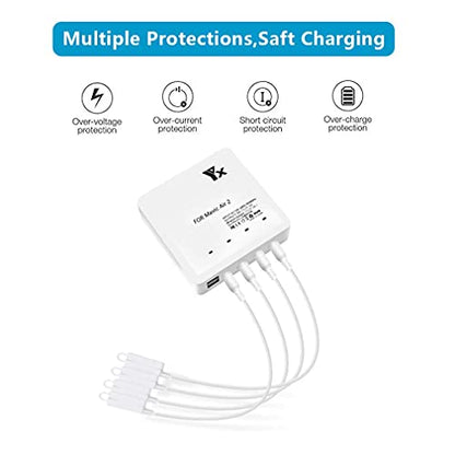 Hanatora Air 2S,Mavic Air 2 Battery Charger Compatible with DJI Air 2S,Mavic Air 2 Drone,Rapid Multi Parallel Charging Hub Accessories