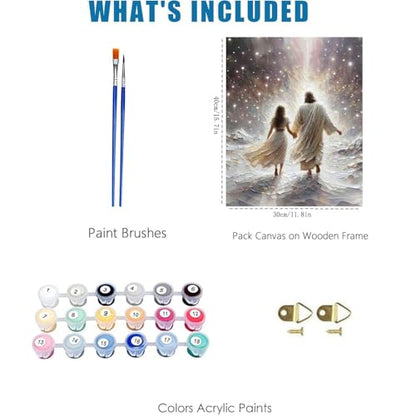 Jesus Paint by Numbers Kit for Adults Framed Canvas 12X16 in, Frameworkless - color: YH02823
