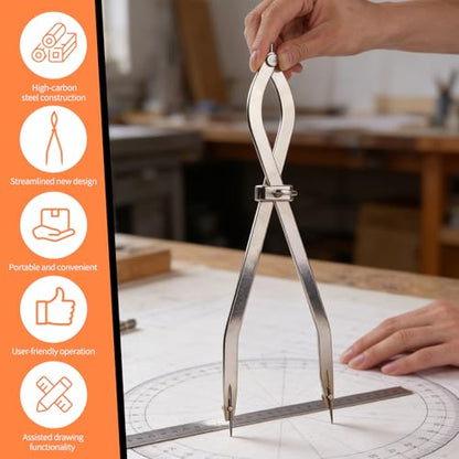 Radius Divider Tool 12 Inch, Fast Adjusting Scriber for Sheet Metal Fabrication & Layout Work, Resharpenable Replaceable Points, Metalworking Woodworking Insulation Tool, Draws Circles Up to 32 Inches - size: 12in-1PC