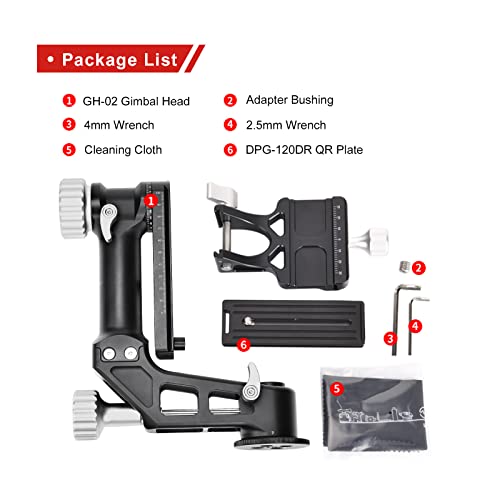 SUNWAYFOTO GH-02 Gimbal Head Aluminum Load 66 lbs(30 Kgs