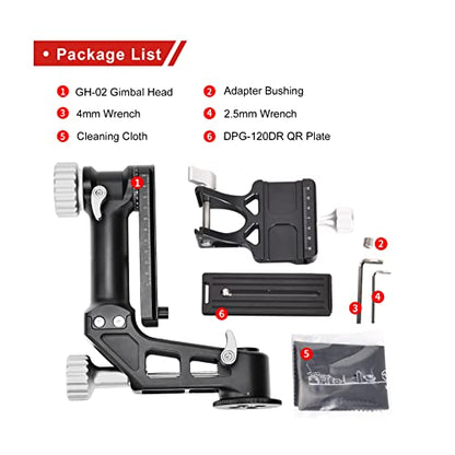 SUNWAYFOTO GH-02 Gimbal Head Aluminum Load 66 lbs(30 Kgs