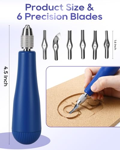 UCEC Blue 6-Blade Linocut Carving Kit for Block Printing & Stamp Making - color: 1pc Linoleum Knife(blue)
