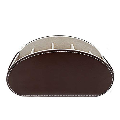 Remote Control Holder Organizer Table Desk Leather Control Storage TV Remote Control Organizer with 5 Spacious Compartments (Dark Brown with Beige Lining) - color: Dark Brown with Beige Lining
