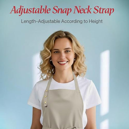 Aprons for Women Men, Water-Resistant Kitchen Aprons for Cooking - color: Beige
