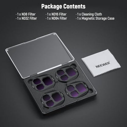 NEEWER 4 Pack ND Filter Set Compatible with DJI Mavic 4 Pro - size: Mavic 4 Pro, style: 4 Pack ND