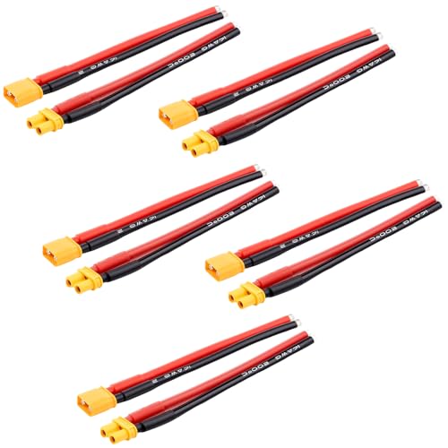 5Pairs 100mm Amass XT30 Plug Male and Female Connectors with 14AWG Silicon Wire for RC Lipo Battery Cable FPV Racing Drone Car Boat - style: XT30 Plug Connector