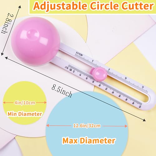 Circle Cutters with 3 blades, Cut Circle Diameter 4'' to 12.5'', Pink - color: Pink