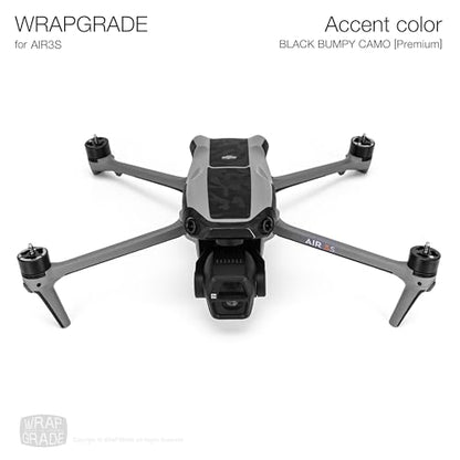 WRAPGRADE Skin Decal Sticker Accent Color Compatible with DJI Air 3S (Black Bumpy Camo) - color: Black Bumpy Camo