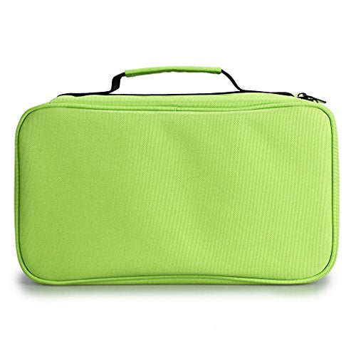 BTSKY Art Marker Carrying Case Lipstick Organizer-60 Slots Canvas Zippered - color: Green