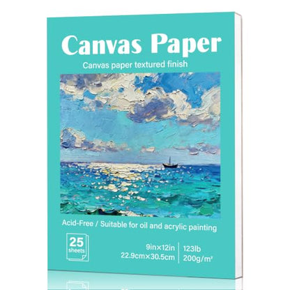 Prudiut Canvas Paper Pad 9x12 in, 25 Sheets, 200 GSM, Glue Bound - color: 9”x12”