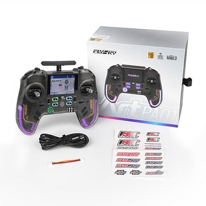 Flysky Open Source Remote Controller, 2.4GHz RC Radio Transmitter with 2.4 inch IPS Screen, Gyro, Retractable Antenna, Programmable Transmitter for RC Car Boat Aircraft Robot