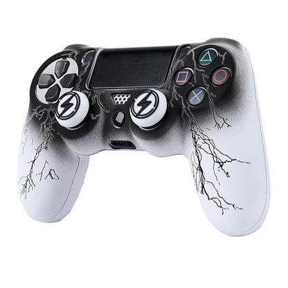RALAN Controller Skins for PS4,Fruit Silicone Controller Cover Skin Protector Compatible /PS4 Slim/PS4 Pro Controller with 2 Cute Thumb Grips Caps… - color: White black lighting