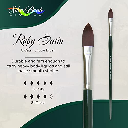 Silver Brush Limited Ruby Satin Cats Tongue Oil Paintbrush, Size 8 - size: Size - 8