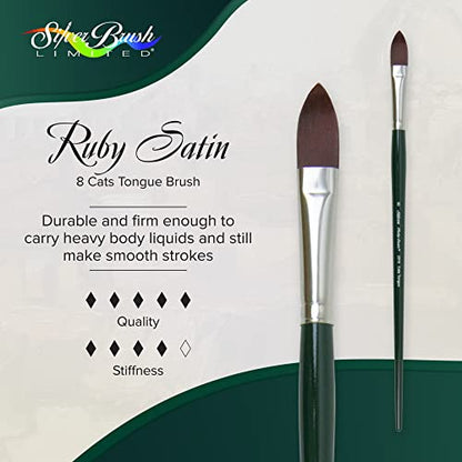 Silver Brush Limited Ruby Satin Cats Tongue Oil Paintbrush, Size 8 - size: Size - 8