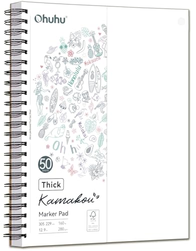 Ohuhu 9"x12" Double-Sided Bleedproof Marker Pad Art Sketchbook 50 Sheets - size: 9" x 12"