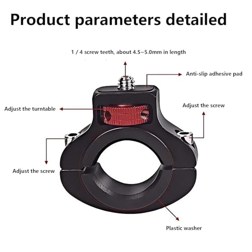 Aluminum Handlebar Mount with 1/4 Screw for GoPro,for Insta 360X5/X4/X3, for DJI Osmo, for Akaso & Fill Light，360° Rotatable Bike & Motorcycle Camera Mount with Side Reinforcement