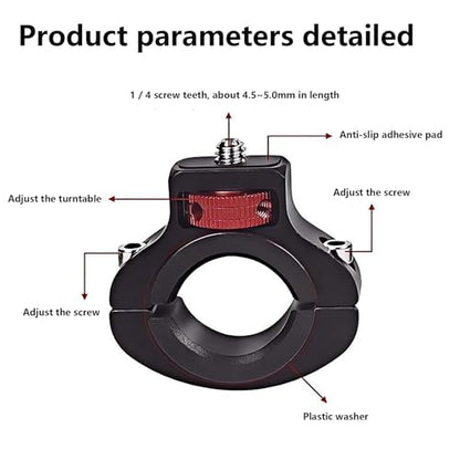 Aluminum Handlebar Mount with 1/4 Screw for GoPro,for Insta 360X5/X4/X3, for DJI Osmo, for Akaso & Fill Light，360° Rotatable Bike & Motorcycle Camera Mount with Side Reinforcement